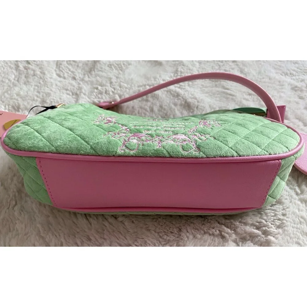 Juicy Couture Juicy Tale Shoulder Bag Retro Green Pink Quilted Bag Purse NEW - Picture 11 of 16